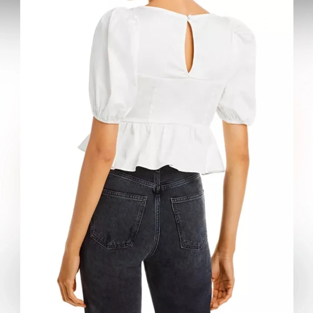 For Love and Lemons Jocelyn Puff Sleeve Peplum Top - Picture 2 of 4